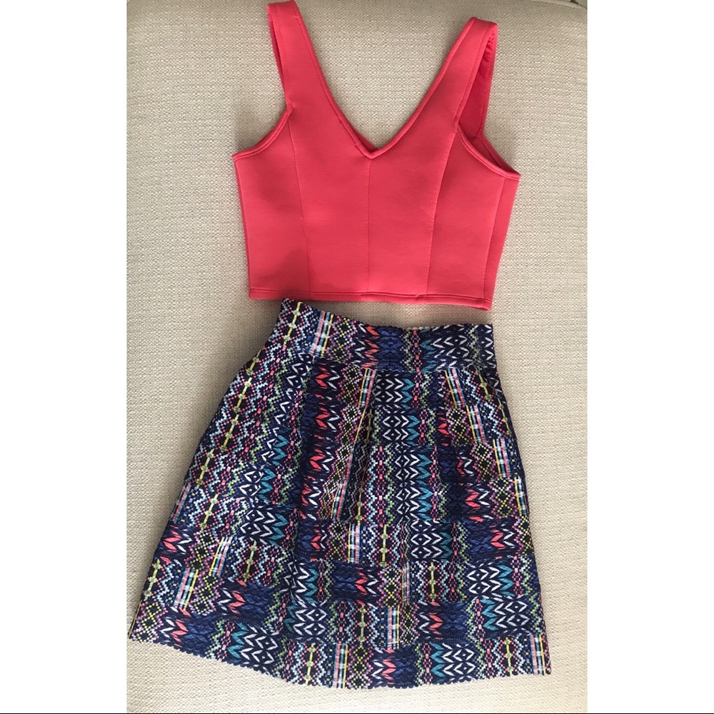🌺 Aqua Crop Top Skirt Set